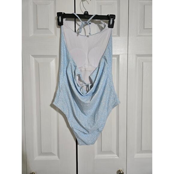 Walkonbeach xl women's light blue polka dot one piece swimsuit new with tags - Picture 2 of 8